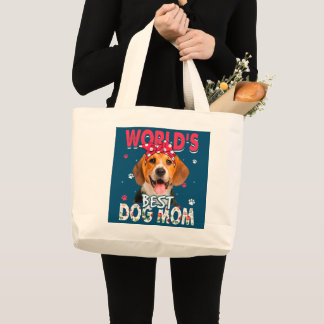 World's Best Beagle Dog Mum Funny Mother's Day Large Tote Bag