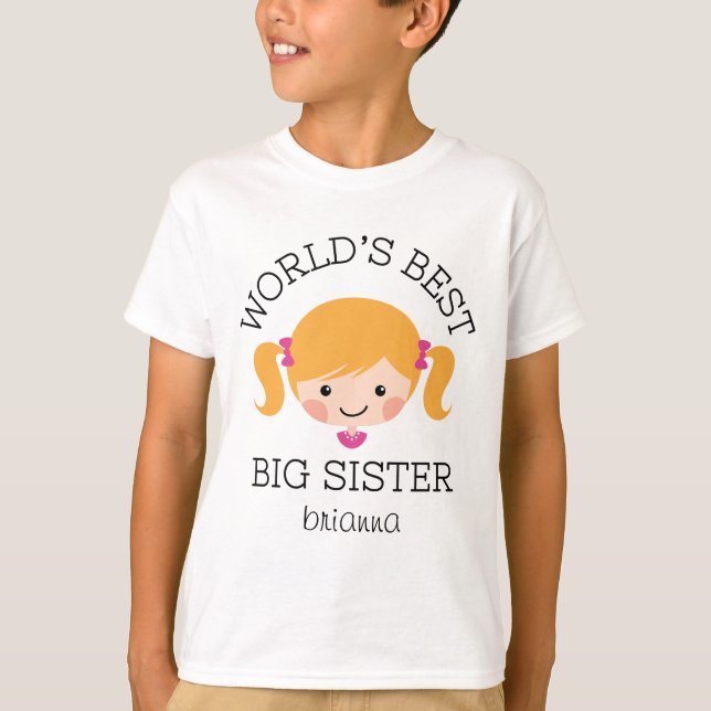 Worlds best big sister blonde hair personalised T-Shirt (Front)