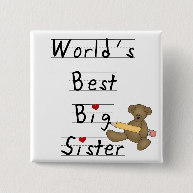 World's Best Big Sister Tshirts and Gifts 15 Cm Square Badge (Front)