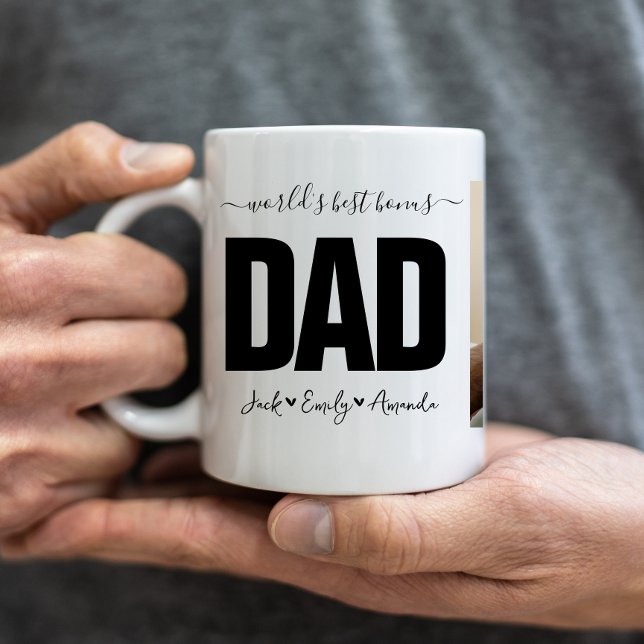 World's Best bonus dad Photo collage Coffee Mug (Creator Uploaded)
