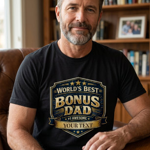 World's Best Bonus Dad Vintage Badge Father's Day  T-Shirt