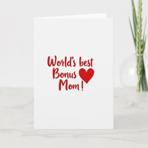 Worlds Best Bonus Mom Heart Glitter Card