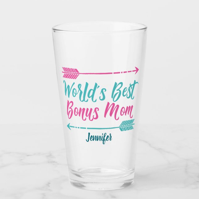World's Best Bonus Mum Custom Glass (Front)