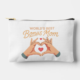 World's Best Bonus Mum Stepmom   Heart Hands Gift Accessory Pouch