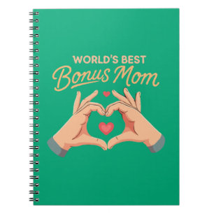 World's Best Bonus Mum Stepmom   Heart Hands Gift Notebook