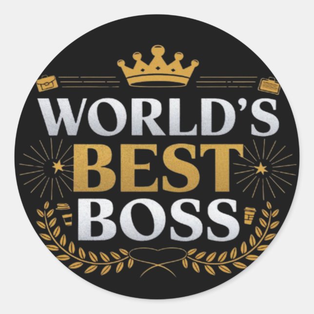 world's best boss classic round sticker (Front)