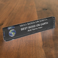 World's Best Boss Earth Planet Desk Name Plate