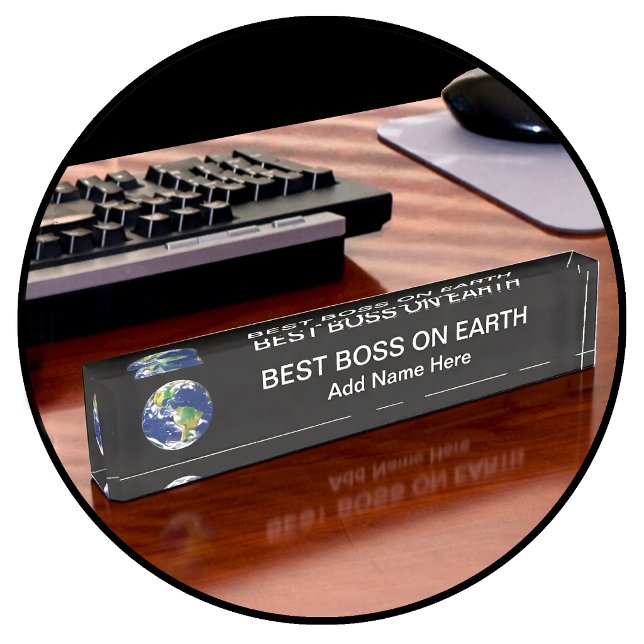 World's Best Boss Earth Planet Desk Name Plate (Creator Uploaded)