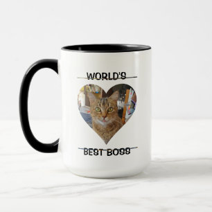 World's Best Boss Funny Cat Picture and Name Mug
