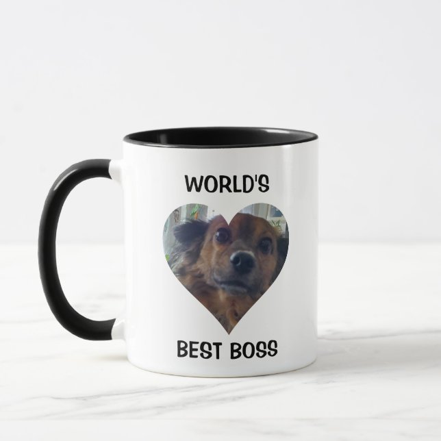 World's Best Boss | Funny Dog Picture and Name Mug (Left)