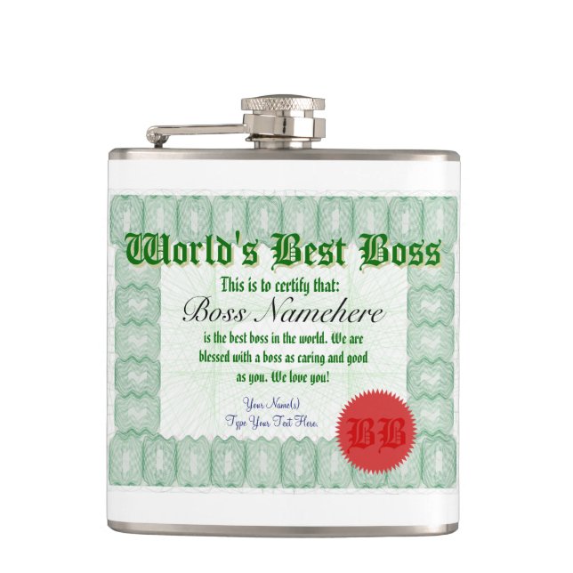 World's Best Boss Hip Flask (Front)