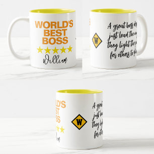 World's Best Boss Mug Custom Name Initial Quote