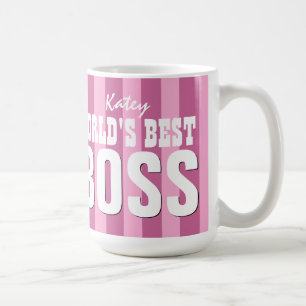 World's Best BOSS Pink Stripes For Her V11B Coffee Mug