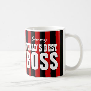 World's Best BOSS Red Black Stripes V11B3 Coffee Mug