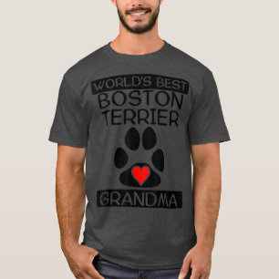 World's Best Boston Terrier Grandma Dog Paw Heart  T-Shirt