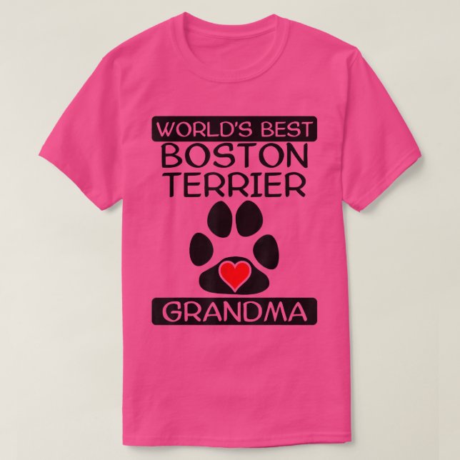 World's Best Boston Terrier Grandma Dog Paw Heart  T-Shirt (Design Front)