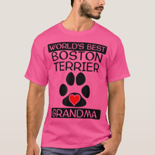 World's Best Boston Terrier Grandma Dog Paw Heart  T-Shirt