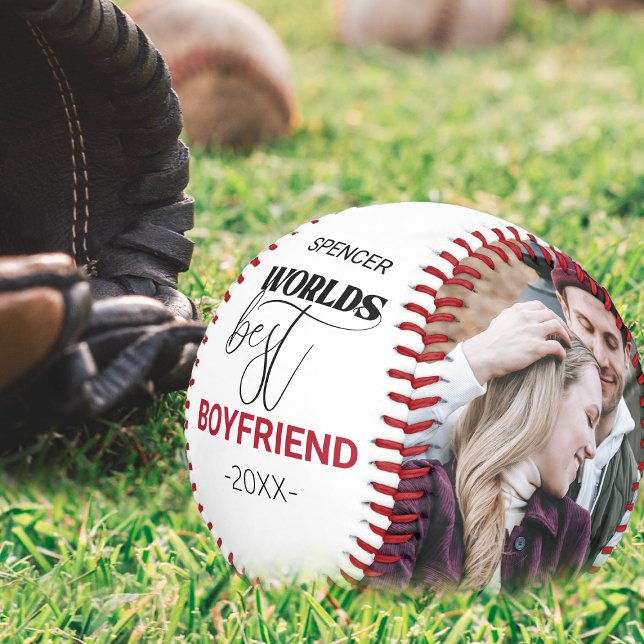 Worlds Best Boyfriend | 2 Photo Collage Unique  Baseball (Creator Uploaded)