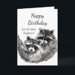 World's Best Boyfriend  Birthday Racoon Animals Card<br><div class="desc">World's Best Boyfriend  Birthday Cute Watercolor Racoon Animals</div>