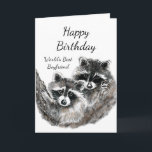 World's Best Boyfriend  Birthday Racoon Animals Card<br><div class="desc">World's Best Boyfriend  Birthday Cute Watercolor Racoon Animals</div>