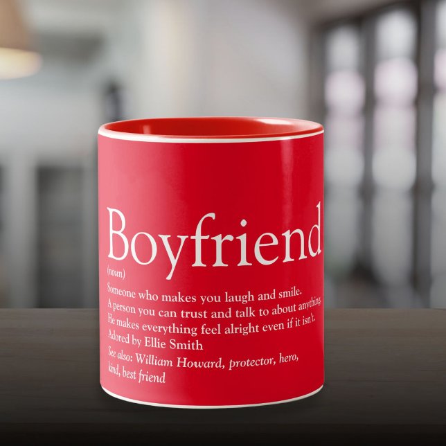 World's Best Boyfriend Ever Definition Red Two-Tone Coffee Mug (World's Best Boyfriend Ever Definition Red Two-Tone Coffee Mug)