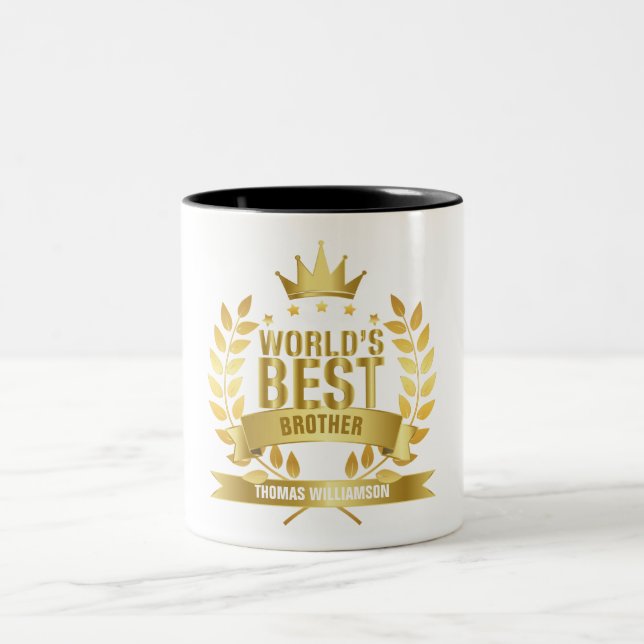 World's Best Brother Fun Gold Two-Tone Coffee Mug (Center)