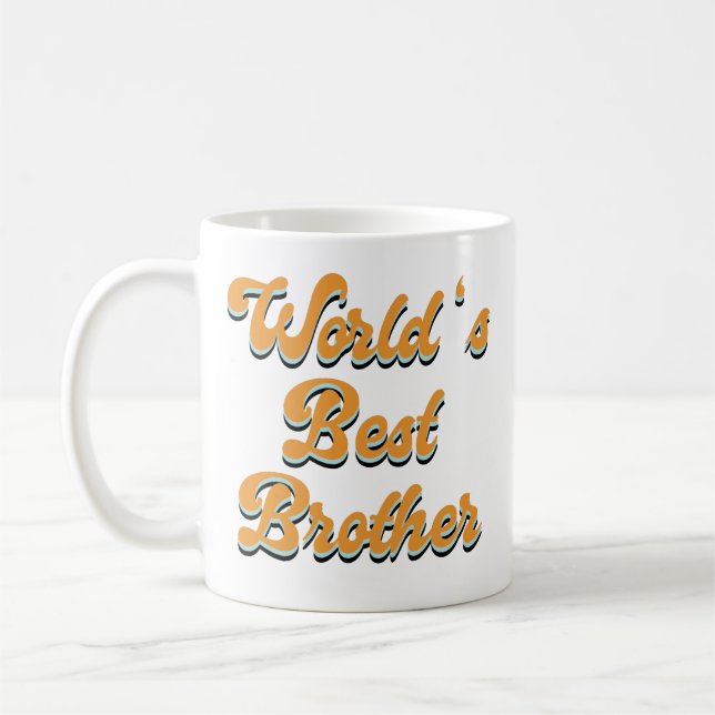 Worlds Best Brother Retro Personalised Coffee Mug (Left)