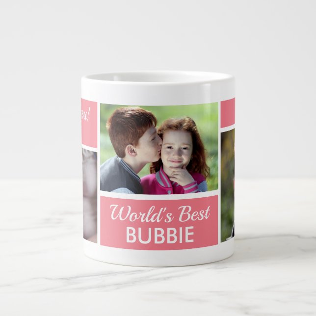 World's Best Bubbie Photo Collage Giant Coffee Mug (Front)