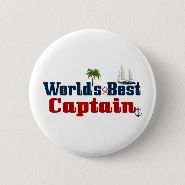 Worlds Best Captain 6 Cm Round Badge (Front)