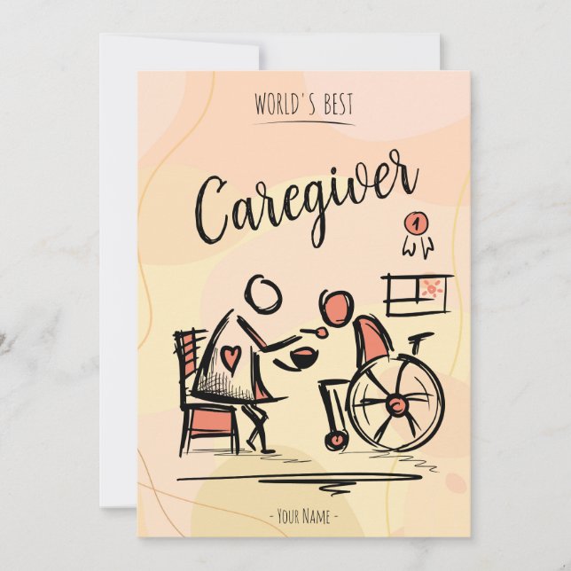 World's Best Caregiver & Person in Wheelchair Holiday Card (Front)