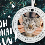 World's Best Cat Dad Classic Simple Photo Metal Tree Decoration<br><div class="desc">This simple and classic design is composed of serif typography and add a custom photo.</div>