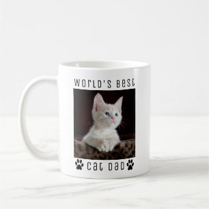 World's Best Cat Dad Custom Photo, Paw prints Name Coffee Mug