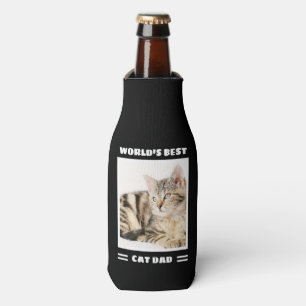 World's Best Cat Dad Custom Photo Personalised Bottle Cooler