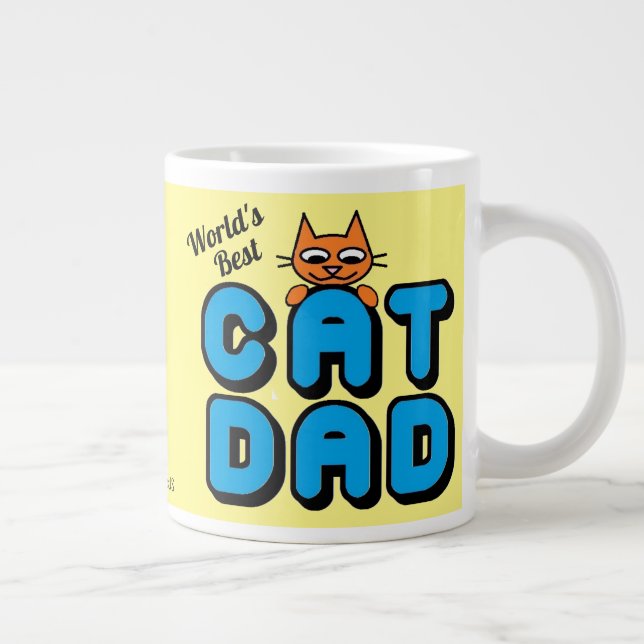 World's Best CAT DAD Cute Cat Large Coffee Mug (Right)
