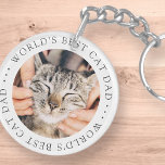 World's Best Cat Dad Elegant Simple Custom Photo Key Ring<br><div class="desc">This simple and classic design is composed of serif typography and add a custom photo.</div>