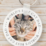 World's Best Cat Dad Elegant Simple Custom Photo Key Ring<br><div class="desc">This simple and classic design is composed of serif typography and add a custom photo.</div>