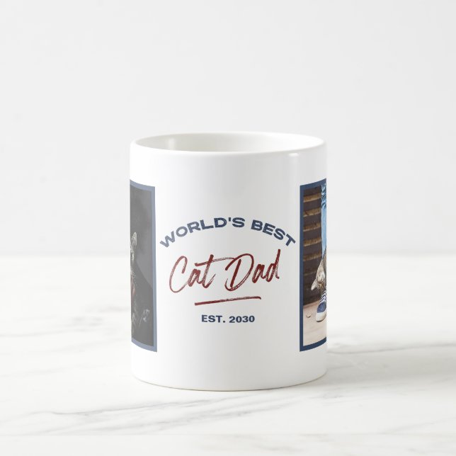 World's Best Cat Dad Est. Date 2 Photo  Coffee Mug (Center)