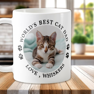World's Best Cat Dad Paw Prints Pet Photo Magic Mug