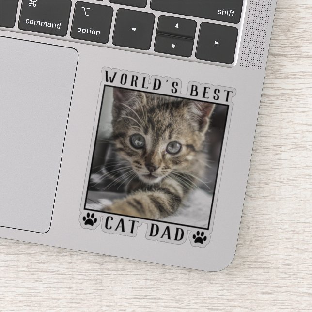 World's Best Cat Dad Paw Prints Pet Photo Frame (Detail)