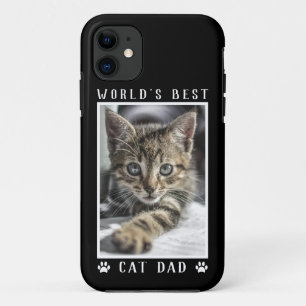 World's Best Cat Dad Paw Prints Pet Photo on Black Case-Mate iPhone Case