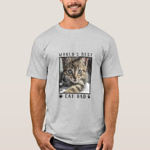 World's Best Cat Dad Paw Prints Pet Photo T-Shirt