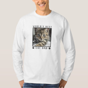 World's Best Cat Dad Paw Prints Pet Photo T-Shirt