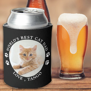 Worlds Best Cat Dad Personalised Cute Pet Photo Can Cooler