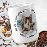World's Best Cat Dad Personalised Pet Photo Coffee Mug<br><div class="desc">World's Best Cat Dad ... Surprise your favourite Cat Dad this Father's Day, Christmas or his birthday with this super cute custom pet photo mug. Customise this cat dad mug with your cat's favourite photos, and name. Double sided - you can different photos on each side or the same, up...</div>