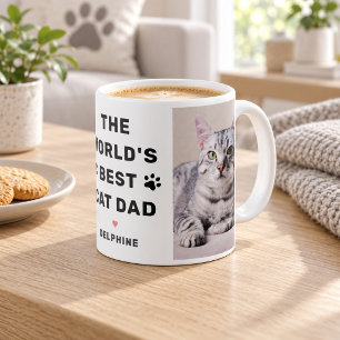 Worlds Best Cat Dad Photo Black Coffee Mug