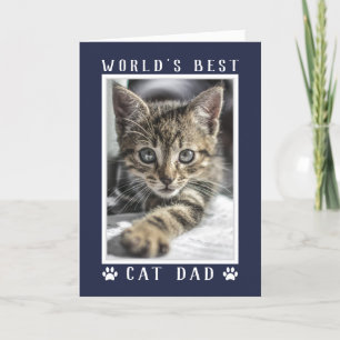 World's Best Cat Dad Photo Navy Blue Father's Day Card