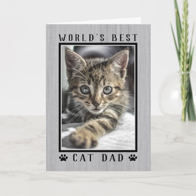 World's Best Cat Dad Rustic Father's Day Photo Card (Front)