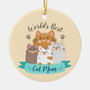 World's Best Cat Mom - Cute Kittens Ceramic Tree Decoration