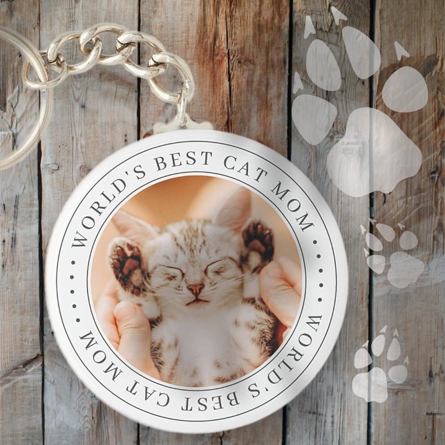 World's Best Cat Mum Classic Simple Photo Key Ring (Creator Uploaded)