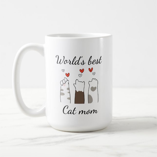 World's best cat mum custom coffee mug (Left)